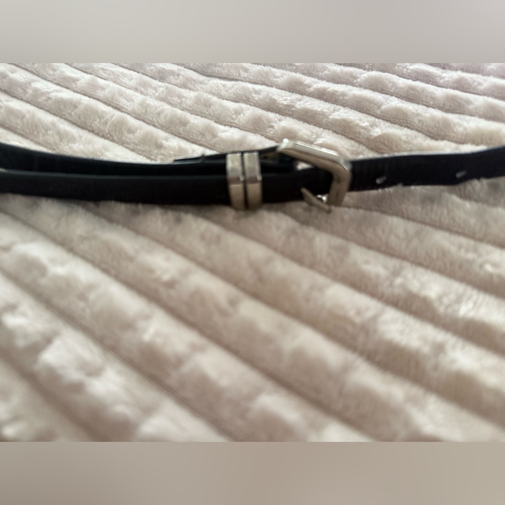Black Leather Belt with Silver Buckle